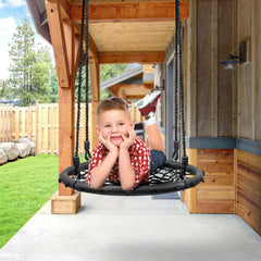 Sorbus saucer tree swing enhances outdoor play and family moments.