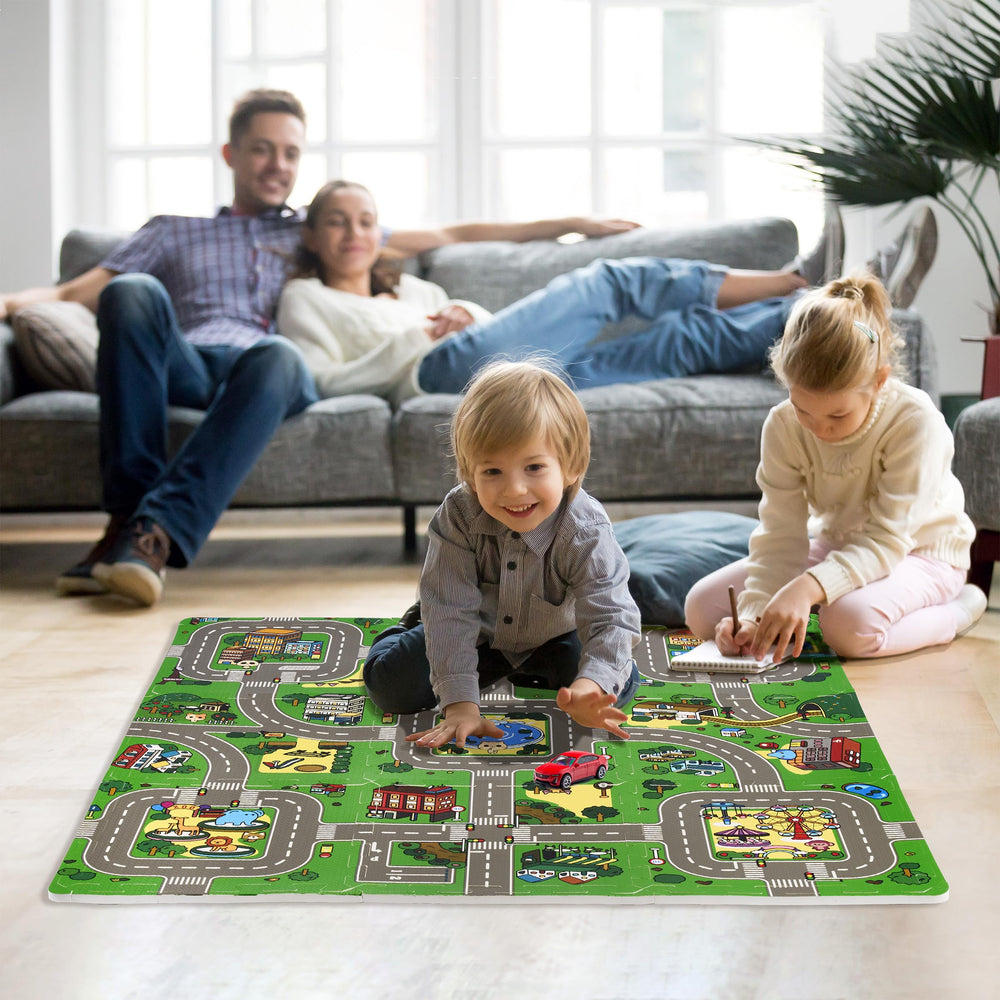 Sorbus Traffic Play Mat Border Tile—smooth edges for safe play areas