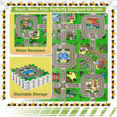 Sorbus Traffic Play Mat City Buildings and Trees—vibrant visuals spark storytelling