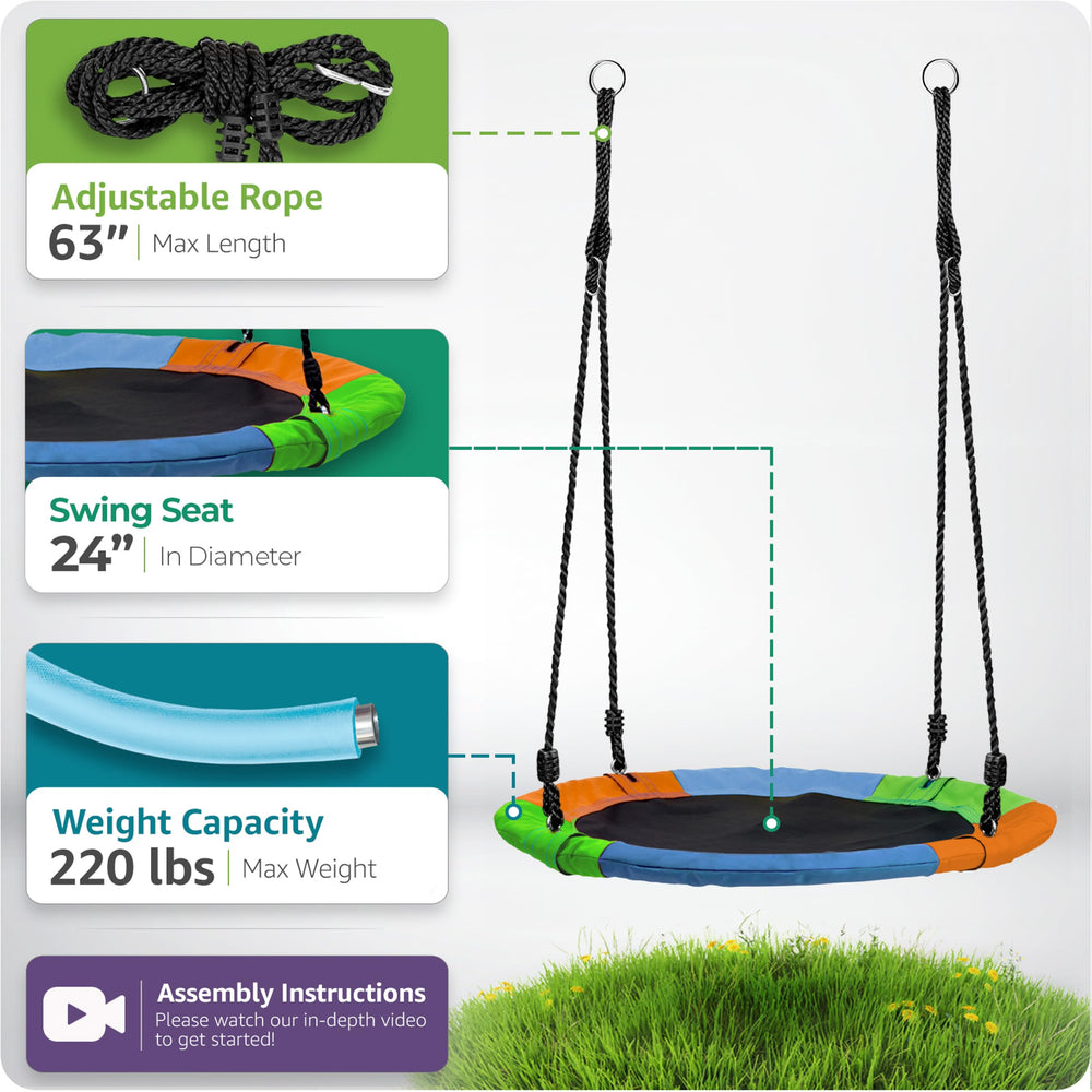 Sorbus tree swing rope system with 63 inch length boosts versatility.