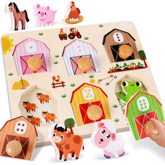 Sortnic farm animals wooden puzzle shows chunky pieces for safe play and early recognition