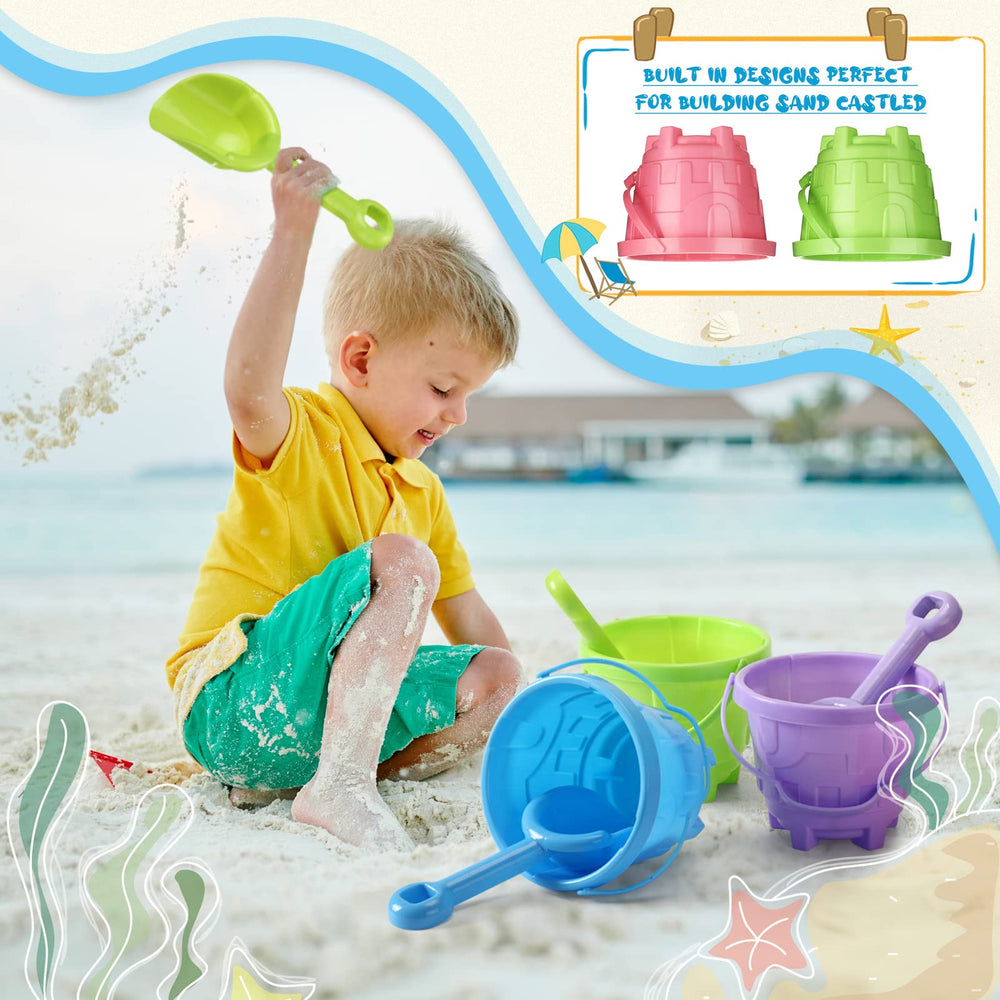 Sosation colorful shovels paired with buckets for imaginative outdoor fun.