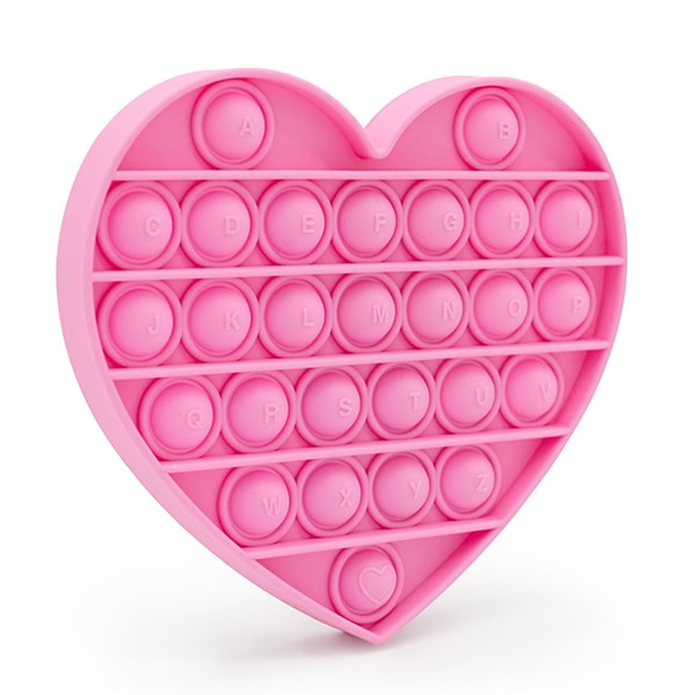 Soti fidget pink heart alphabet pop bubble close-up for calm focus and tactile learning