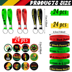 Sotiff Black History Month keychains attached to bags and backpacks.