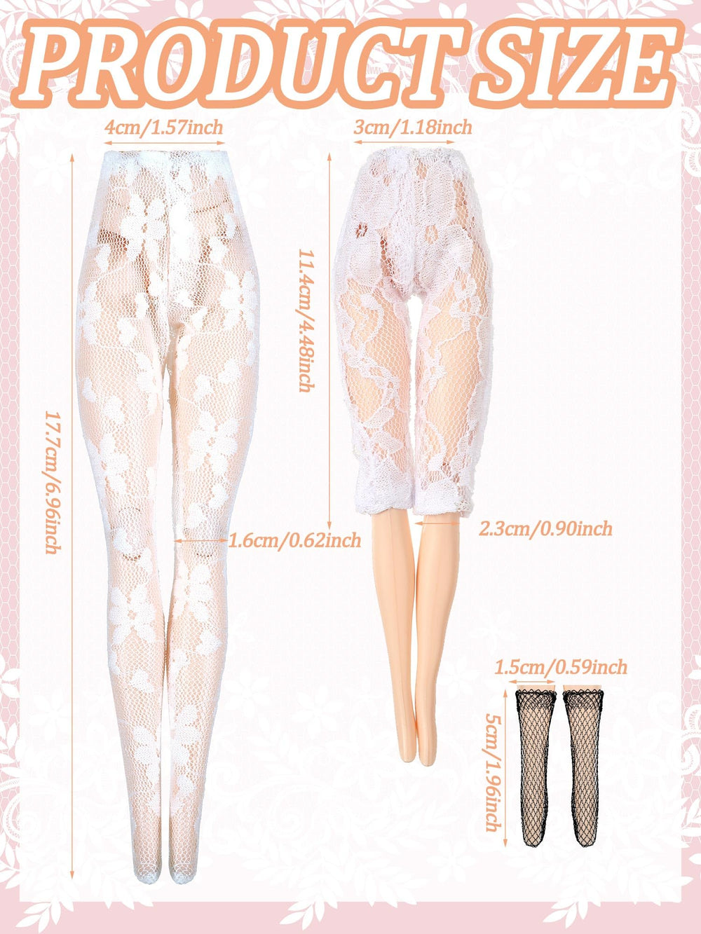Sotiff doll accessory lace stockings gift-ready for birthdays or holidays.