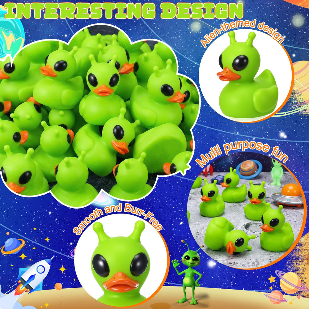 Sotiff green alien duck doubles as party prize and decor