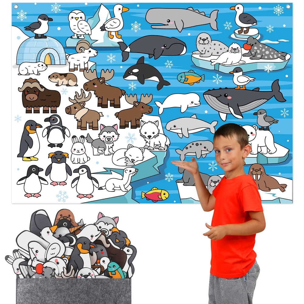 Sotiff polar animals felt board background for wall display and storytelling