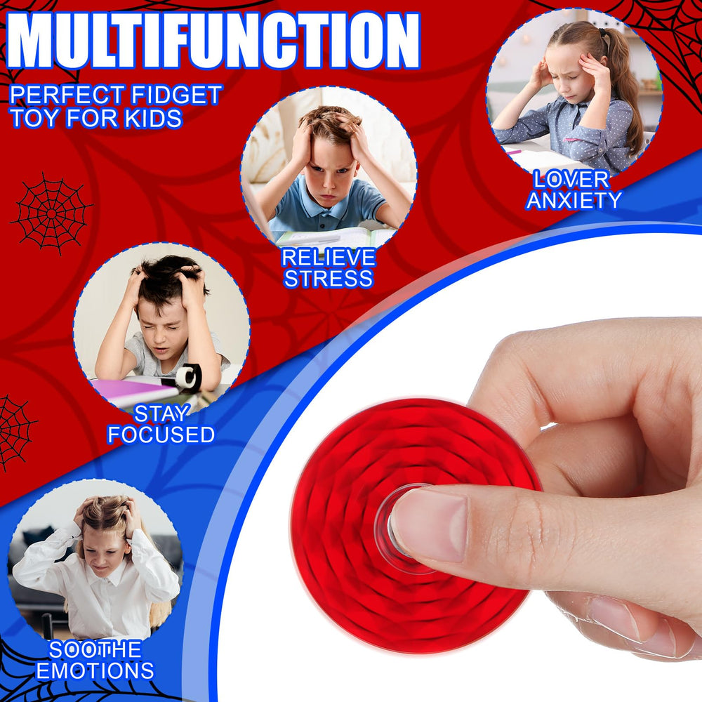 Sotiff Spider Web party favors, colorful sensory spinners for celebrations.