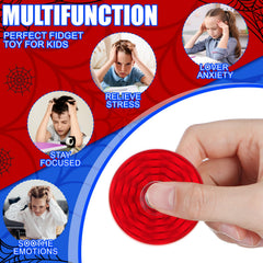 Sotiff Spider Web party favors, colorful sensory spinners for celebrations.