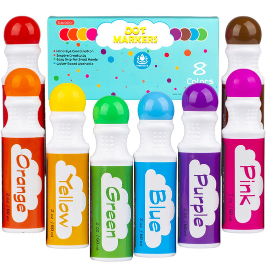 Soucolor dot markers eight vibrant colors for bold dot art projects.