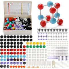 SOUJOY 444-pcs molecular model kit with box for building 3D structures, ideal for classroom learning.