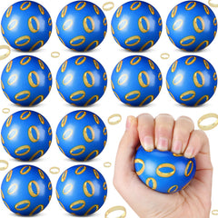 Soulchen blue and golden rings stress ball, soft and squeezable for stress relief.