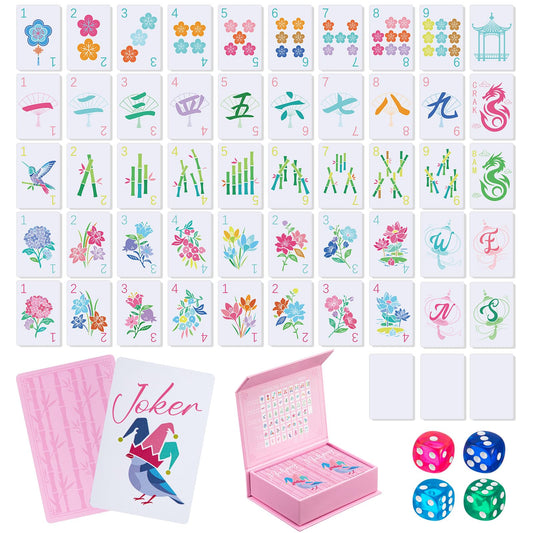 Soulchen mahjong cards with blossom pink pattern, ideal for stylish family game nights.