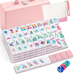 Soulchen pink acrylic Mahjong tiles with glossy backs for smooth gripping.