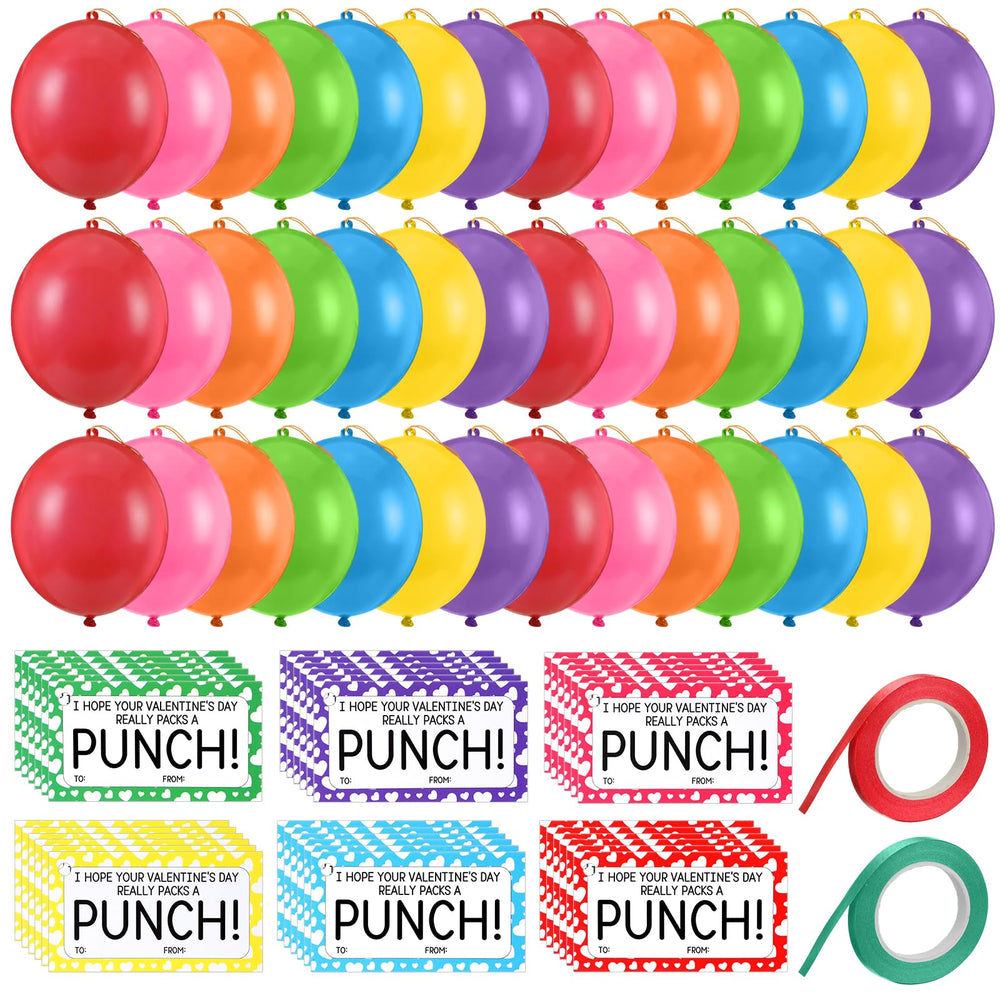 Soulchen valentines punch balloons in neon colors ready for classroom fun