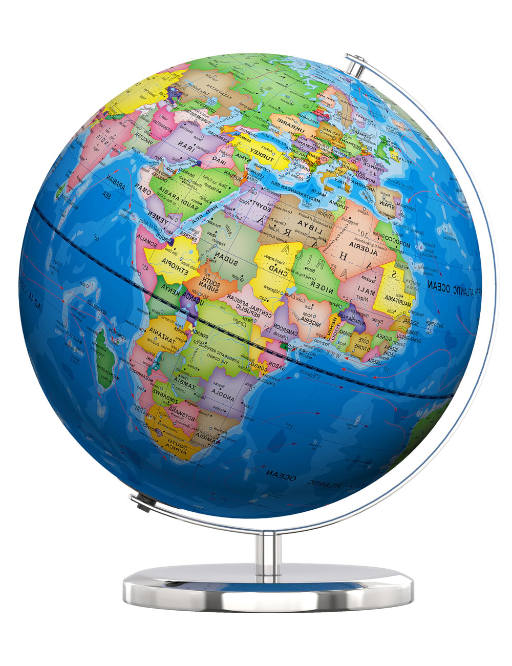 SOUNDANCE 13-inch globe with a sturdy metal base for stable classroom use.