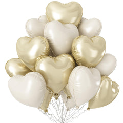 Sowide champagne gold cream heart balloons 18-inch pack, ideal for weddings