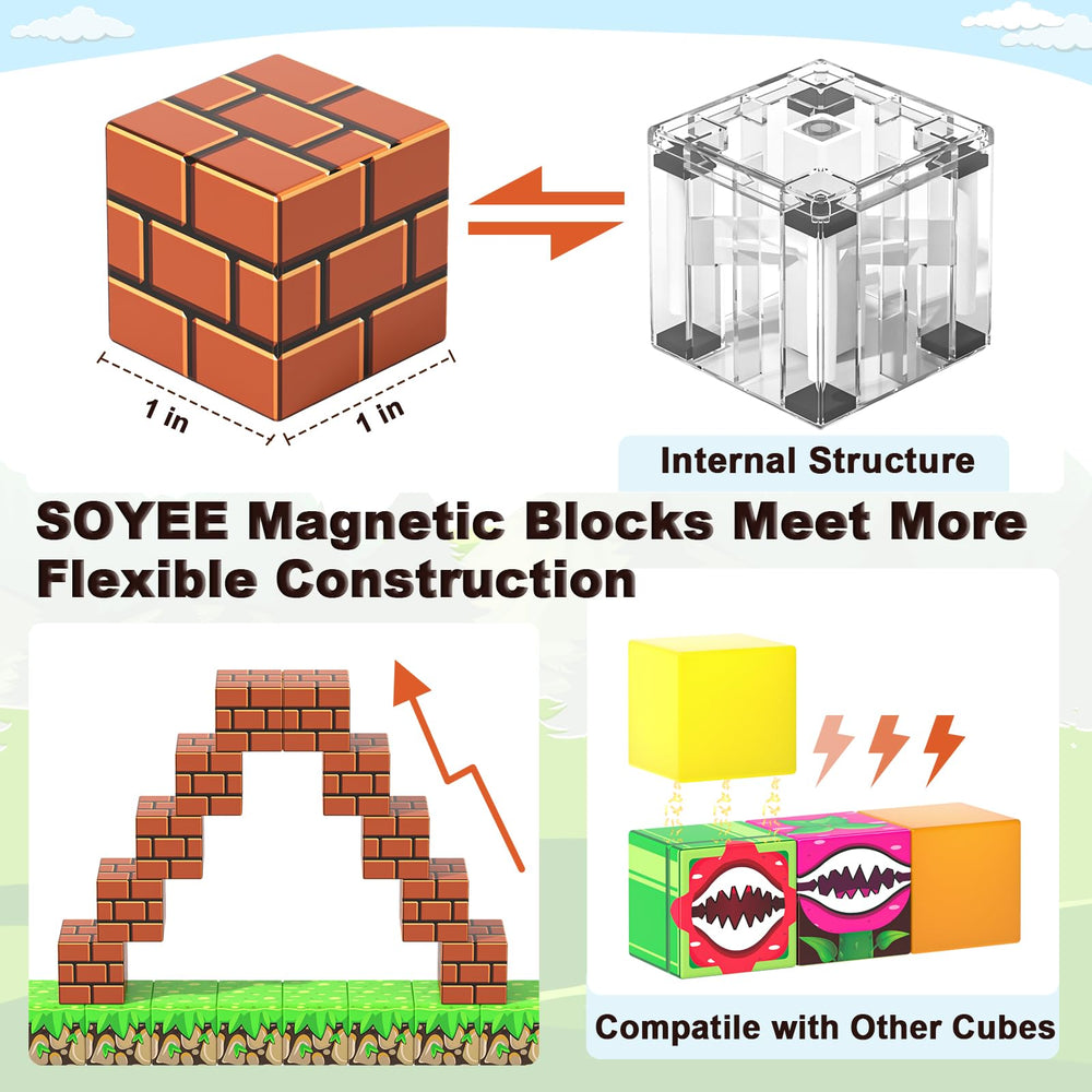 Soyee 108pcs magnetic blocks creative city setup sparks storytelling and role-play.