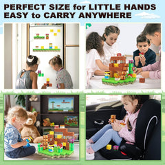 Soyee 108pcs magnetic blocks floor table play supports open-ended exploration.