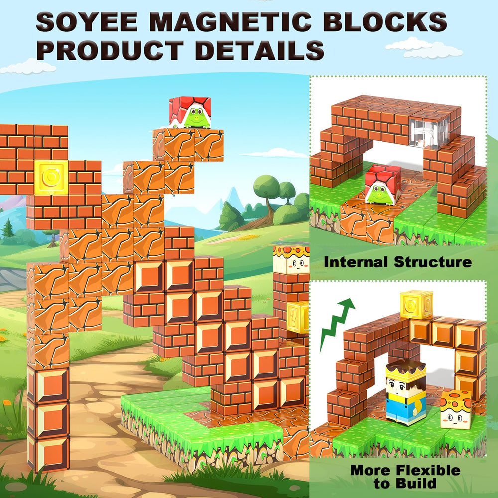 Soyee 108pcs magnetic blocks stem learning demonstrates magnetic properties through hands-on play.
