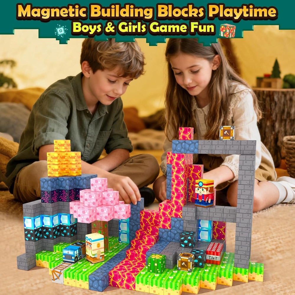 Soyee Magnetic Blocks magma cave assembly visuals spark hands-on STEM building.