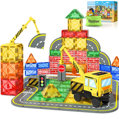 Soyee magnetic-tiles crane-truck for imaginative play and construction