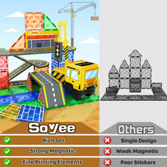 Soyee magnetic tiles train rescue scene sparks imaginative scenarios and storytelling.