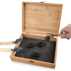 SPACECARE Magnetic Zen Sand Garden in a wooden box for calm focus.