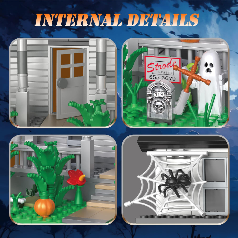 Spaciolo Halloween Movie Building Set: eerie colors highlight spooky charm on any shelf.