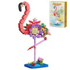 Spaciolo pink flamingo building set assembly for stylish display and play
