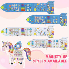 Spacocld Unicorn color and number maze supports cognitive tracking.