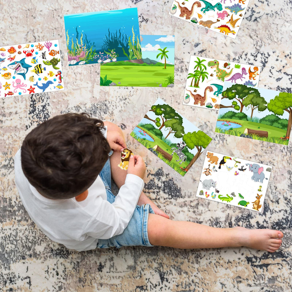 Spakon 32 sheets scene stickers with tiger and elephant themes encourage explorative storytelling