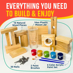 SparkJump wooden kit close-up paints and tools enable creative, sensory-rich play.