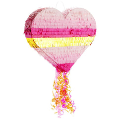 Sparkle and Bash heart pinata in pink-gold ombre for birthday party decor.