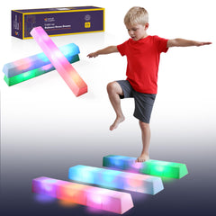 Special Supplies LED Stepping Stones with lights engage kids during indoor balance practice.