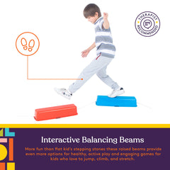 Special Supplies stepping stones colorful design on classroom rug, inviting colorful, imaginative balancing games.
