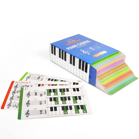 Spedemy piano chord flashcards in gift box ready for quick chord recognition practice.