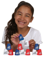 Speed Stacks Minis: timer-ready setup shows quick-stacking potential during practice or friendly competition.
