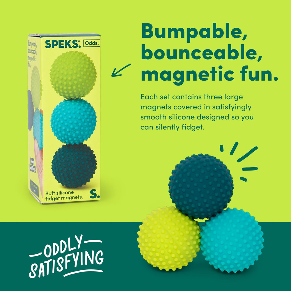 Speks Odds quiet desk toy supports calm during meetings and work.