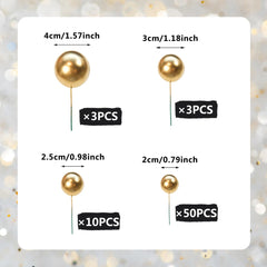 SPFYunion gold ball cake pick 0.98 inch for layered cake decoration