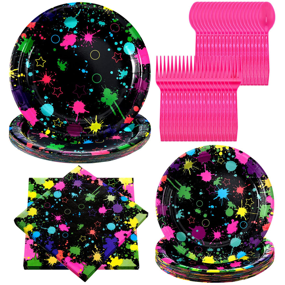 Spiareal neon plates 9inch 20count glow for vibrant party table setup