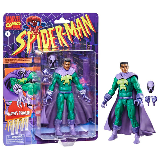 Spider-Man Prowler figure in dynamic pose highlighting articulation for display