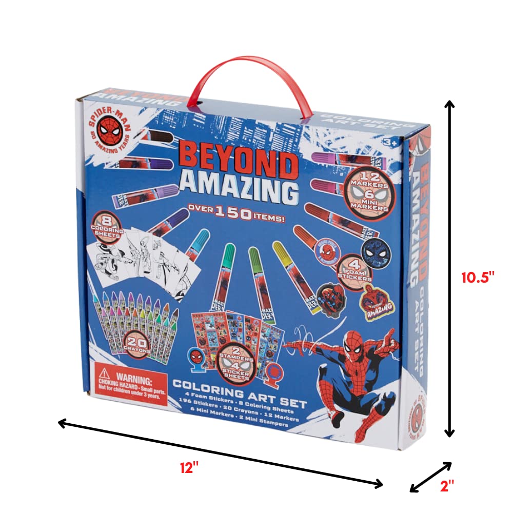 Spiderman stickers stampers closeup shows mini tools for quick crafts and party favors.