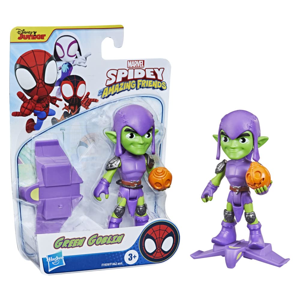 Spidey and His Amazing Friends Green Goblin figure in 4-inch scale ready for imaginative play.