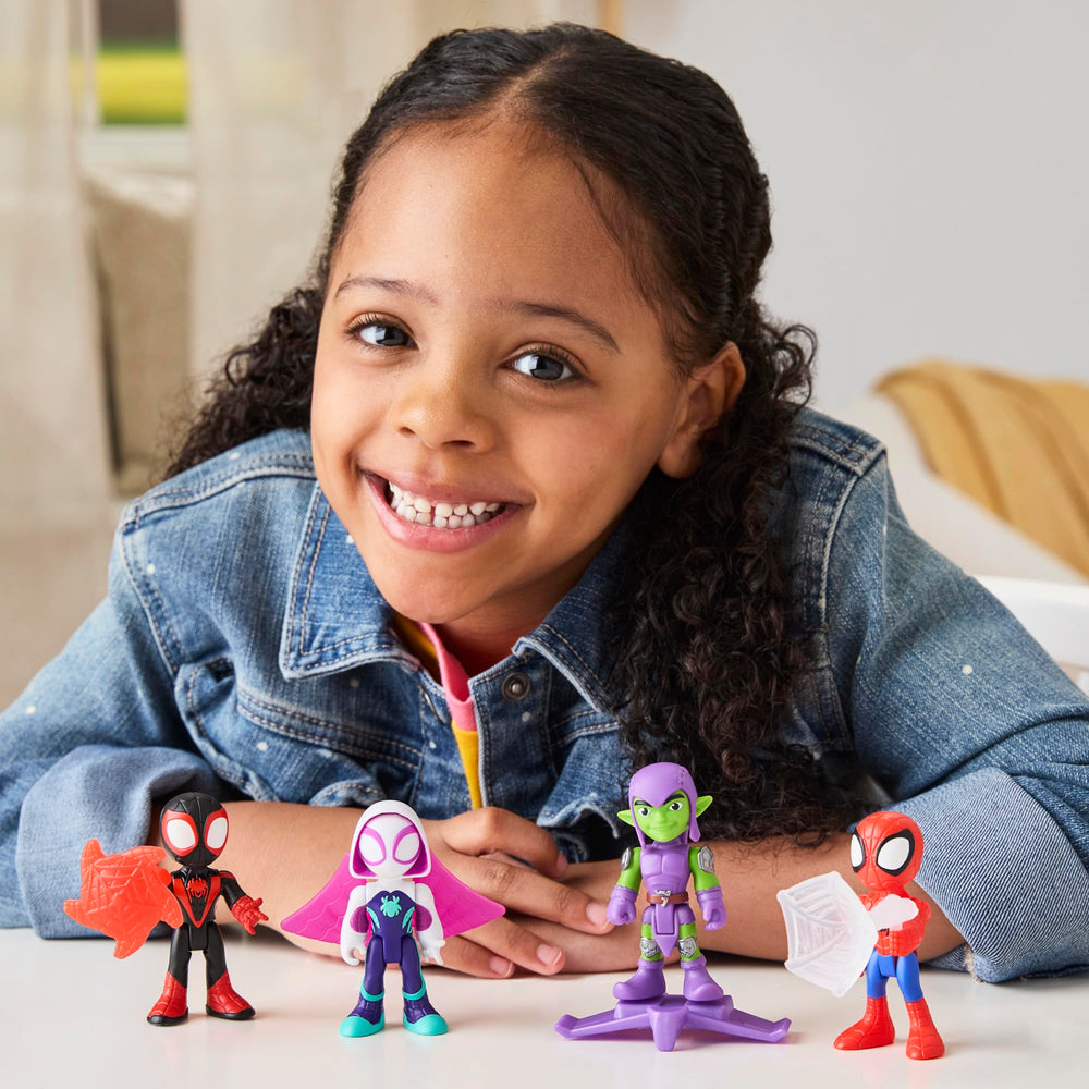 Series-inspired design and decor on Miles Spin Morales action figure for collection display.