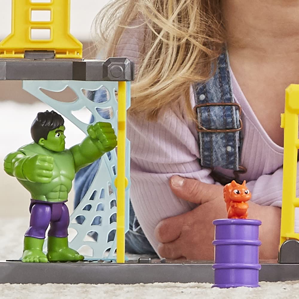 Spidey and His Amazing Friends Hulk’s Smash Yard barrels for stack-and-knock play.