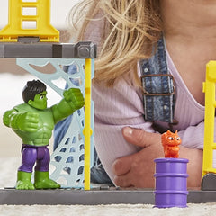 Spidey and His Amazing Friends Hulk’s Smash Yard barrels for stack-and-knock play.