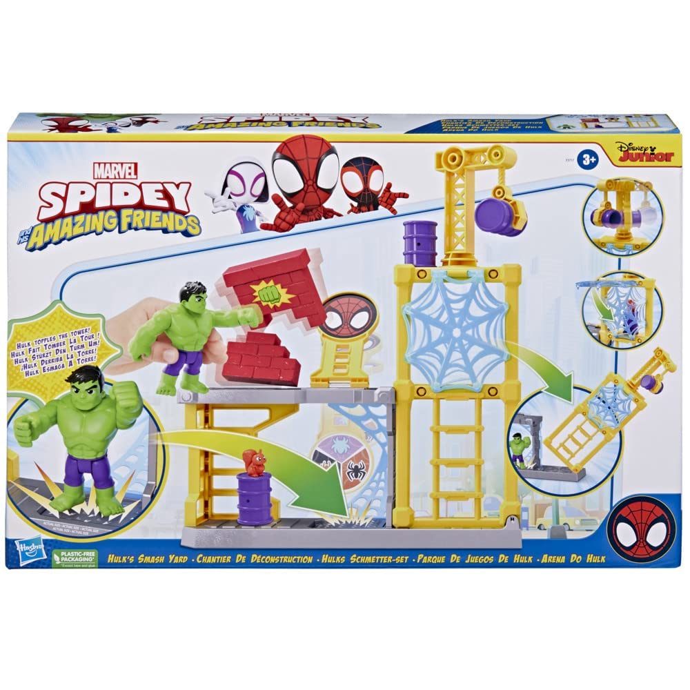 Spidey and His Amazing Friends Hulk’s Smash Yard smash wall for interactive story moments.