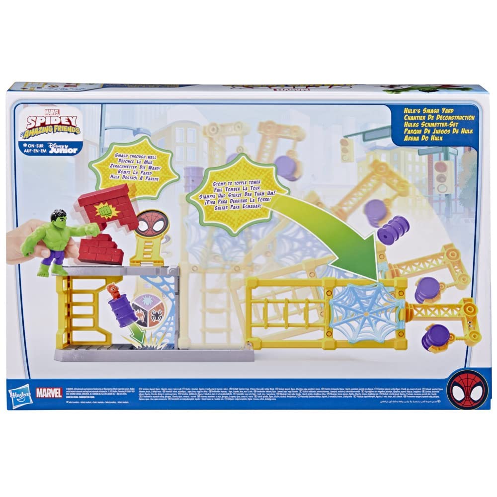 Spidey and His Amazing Friends Hulk’s Smash Yard web trap for imaginative capture play.