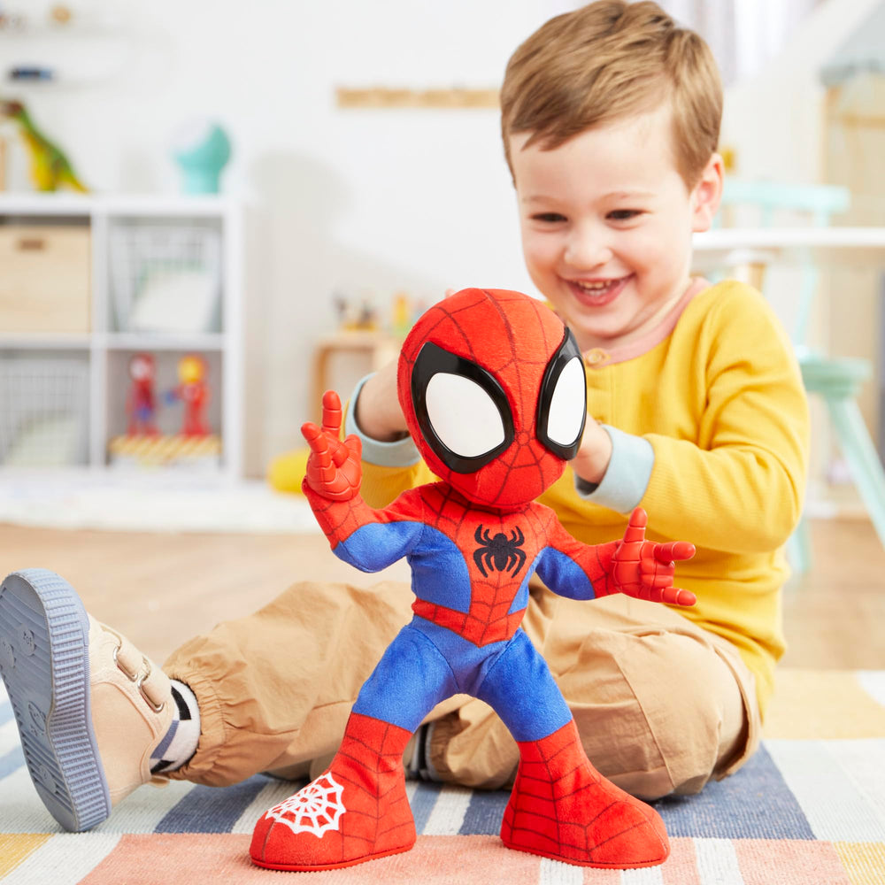 Spidey plush toy with soft exterior for safe all-day play.